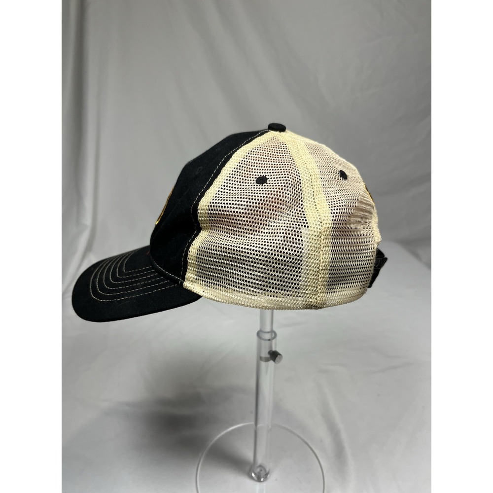 Iowa Hawkeyes Trucker Hat Black Tan Mesh Adjustable Strapback Herky Mascot Cap - Picture 2 of 5